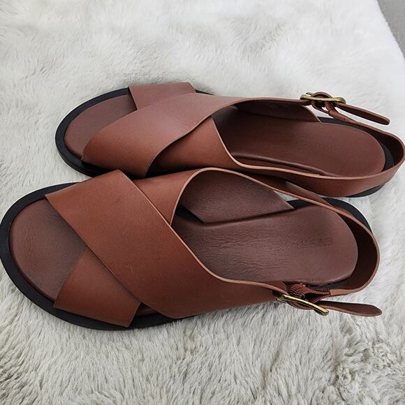 Everlane The City Crossover Sandal Brown Leather Rum Ankle Strap - Women’s 8.5 - Picture 6 of 10